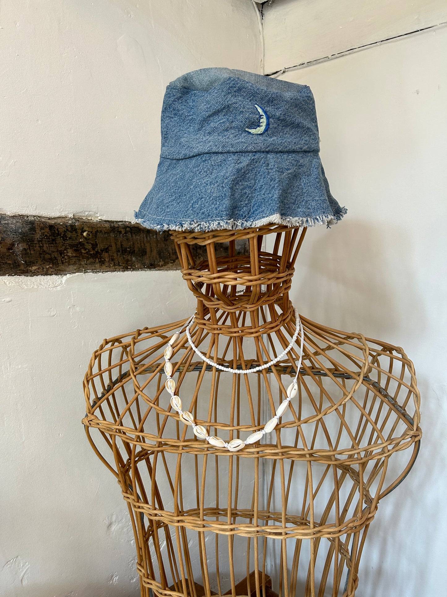 Saffron Skies recycled denim bucket hat *hand embroidered*