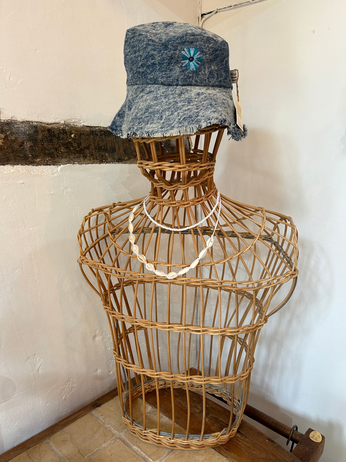 Saffron Skies recycled denim bucket hat *hand embroidered*