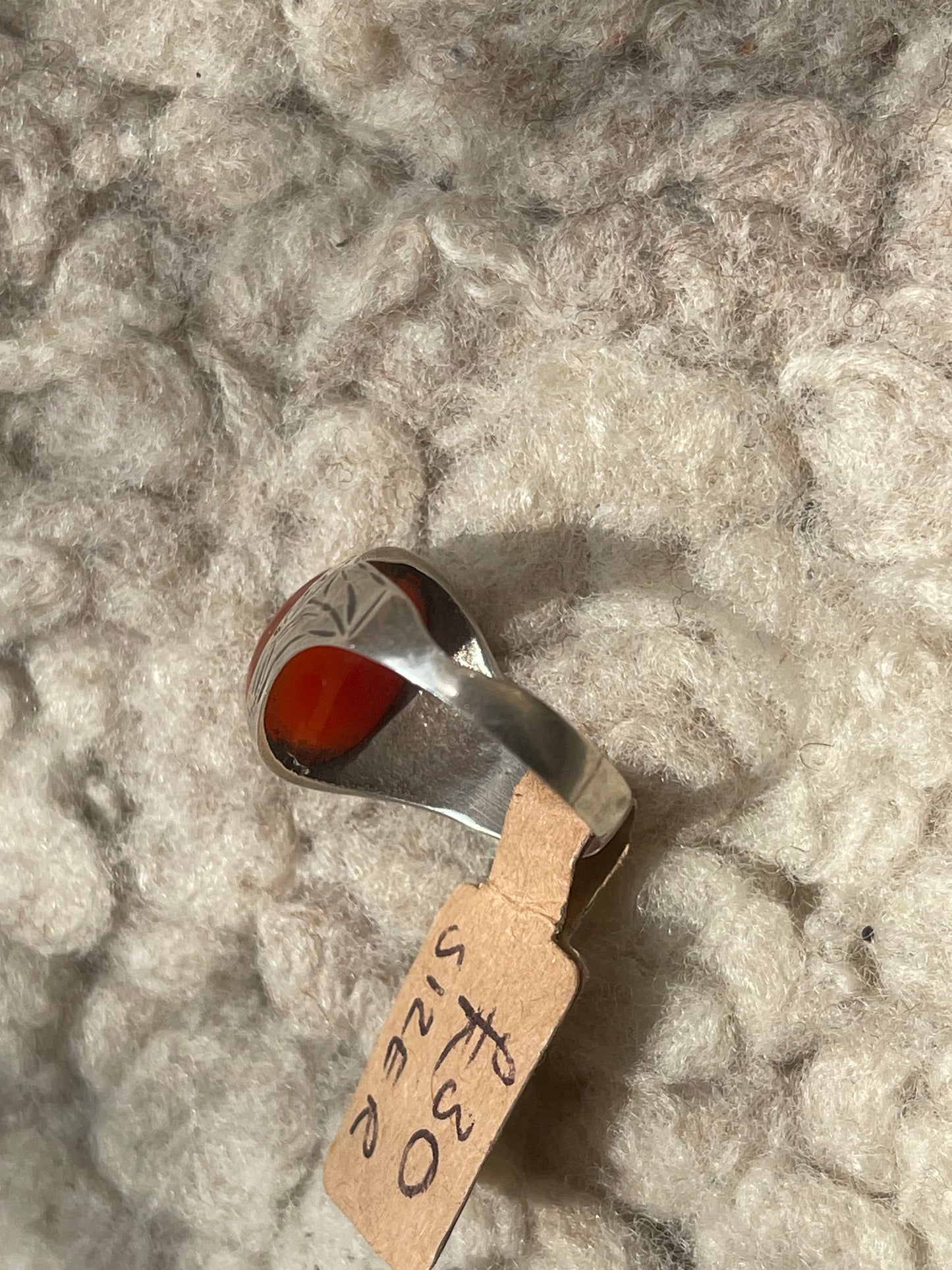 Carnelian Cabochon Ring 925 silver