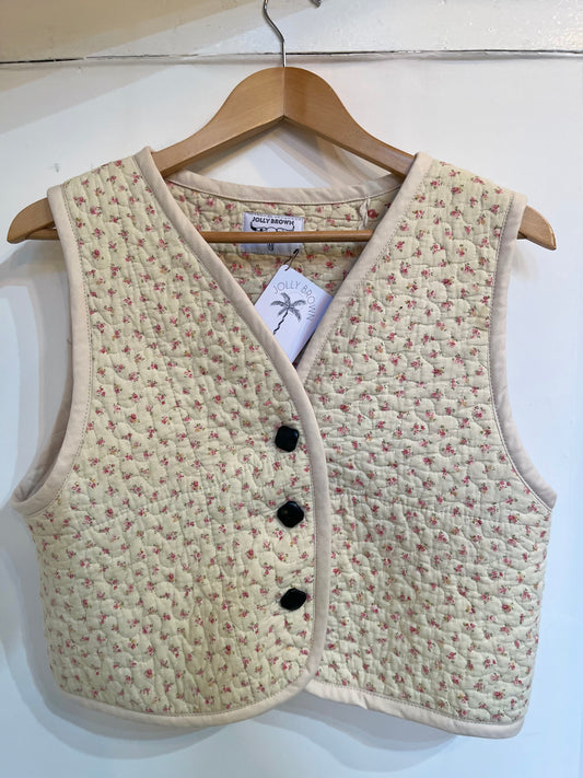 Jolly Brown hand tailored Ditsy crop vest