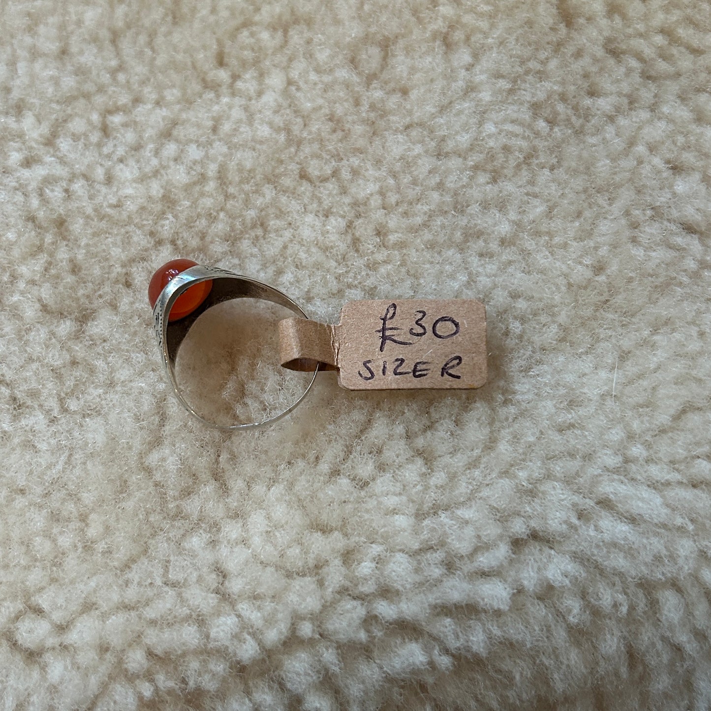 Carnelian Cabochon Ring 925 silver