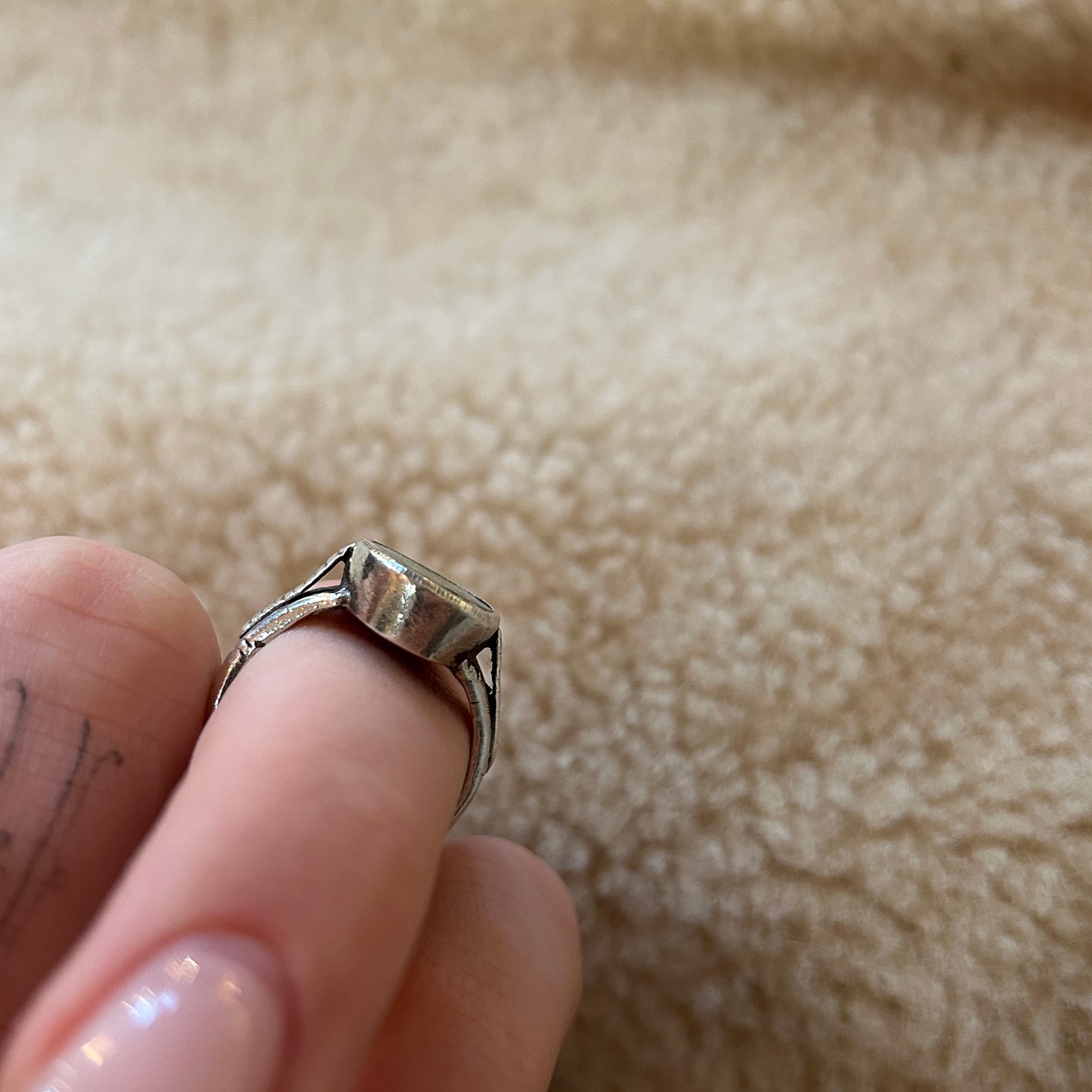 Mexican Silver + Paste signet ring