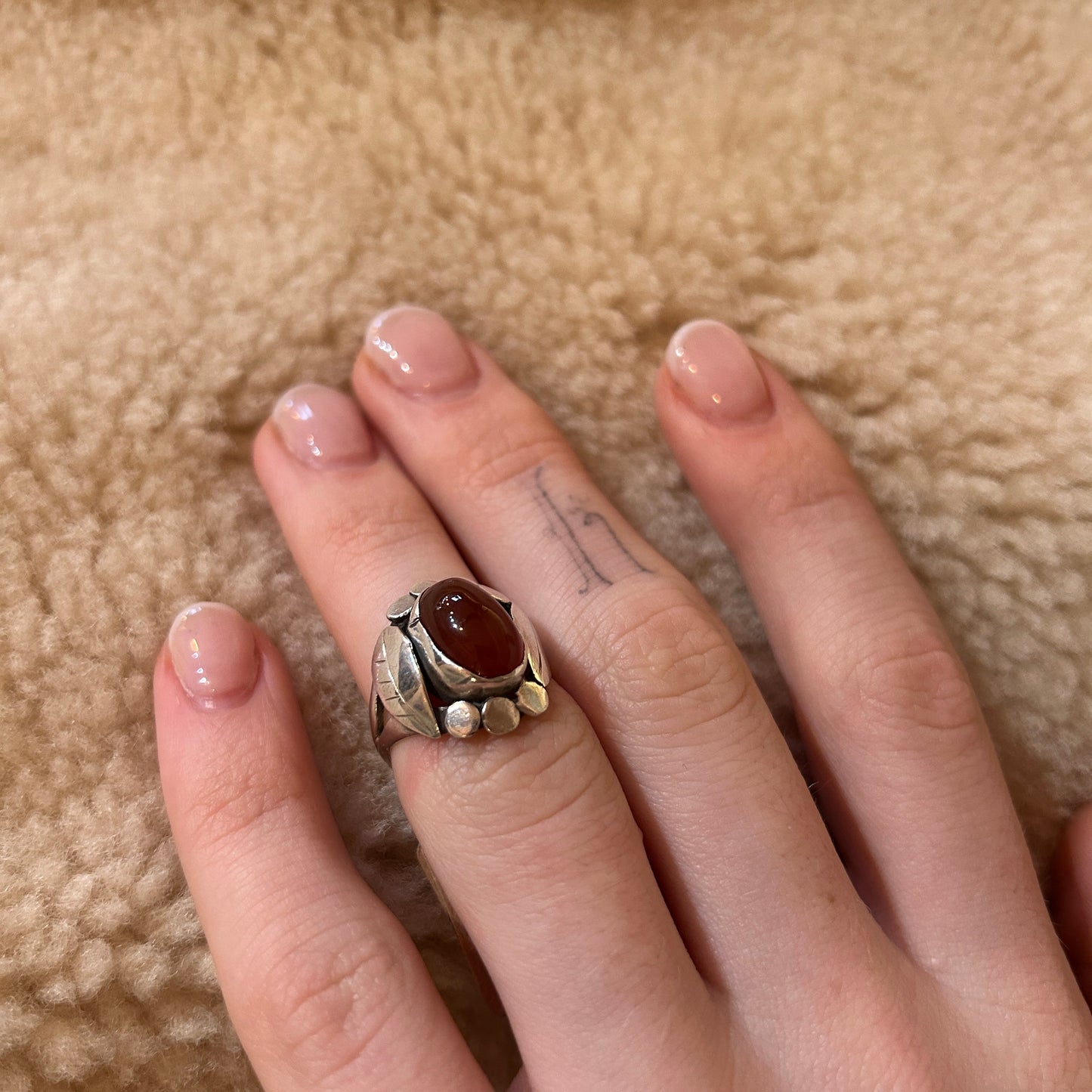 Handmade 925 Silver + Carnelian Ring