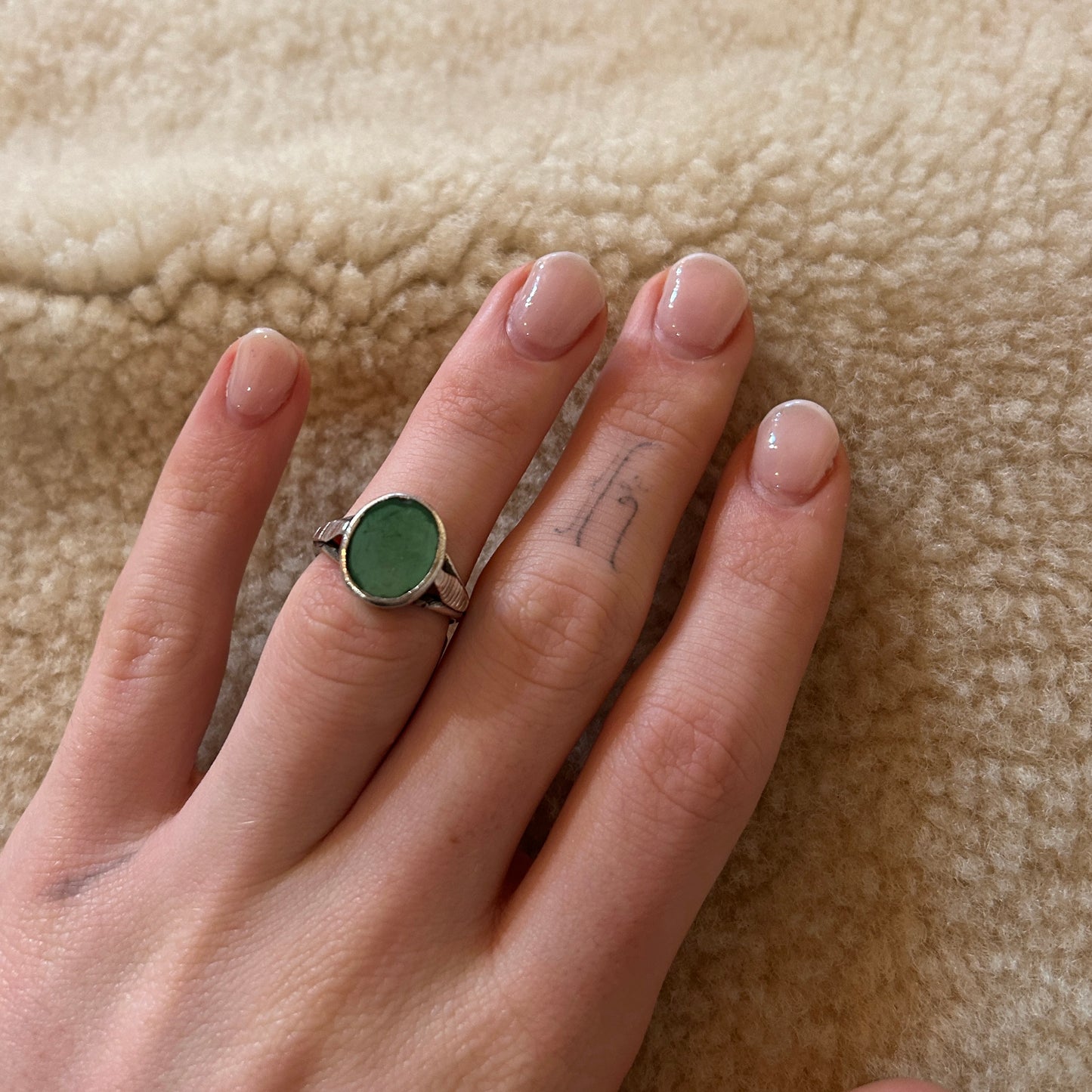 Mexican Silver + Paste signet ring