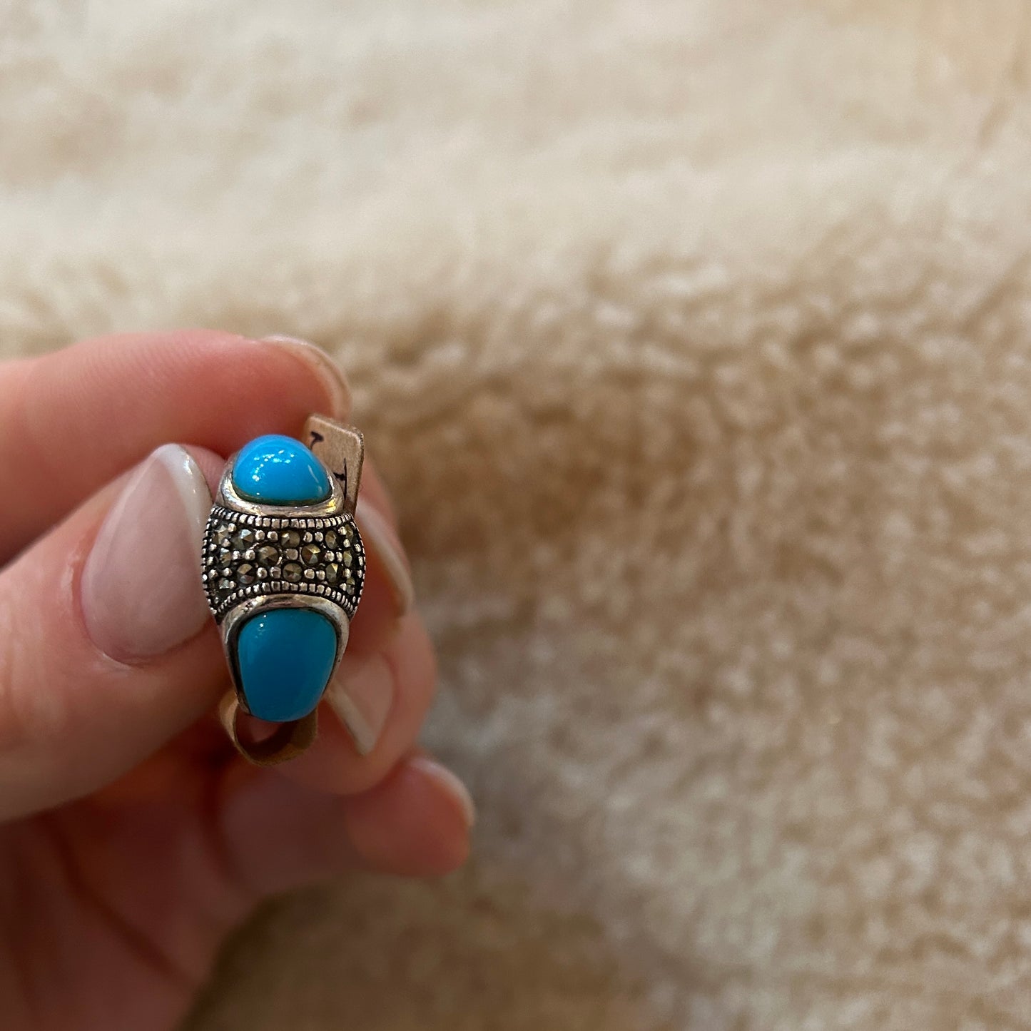 Turquoise and Marcasite Ring