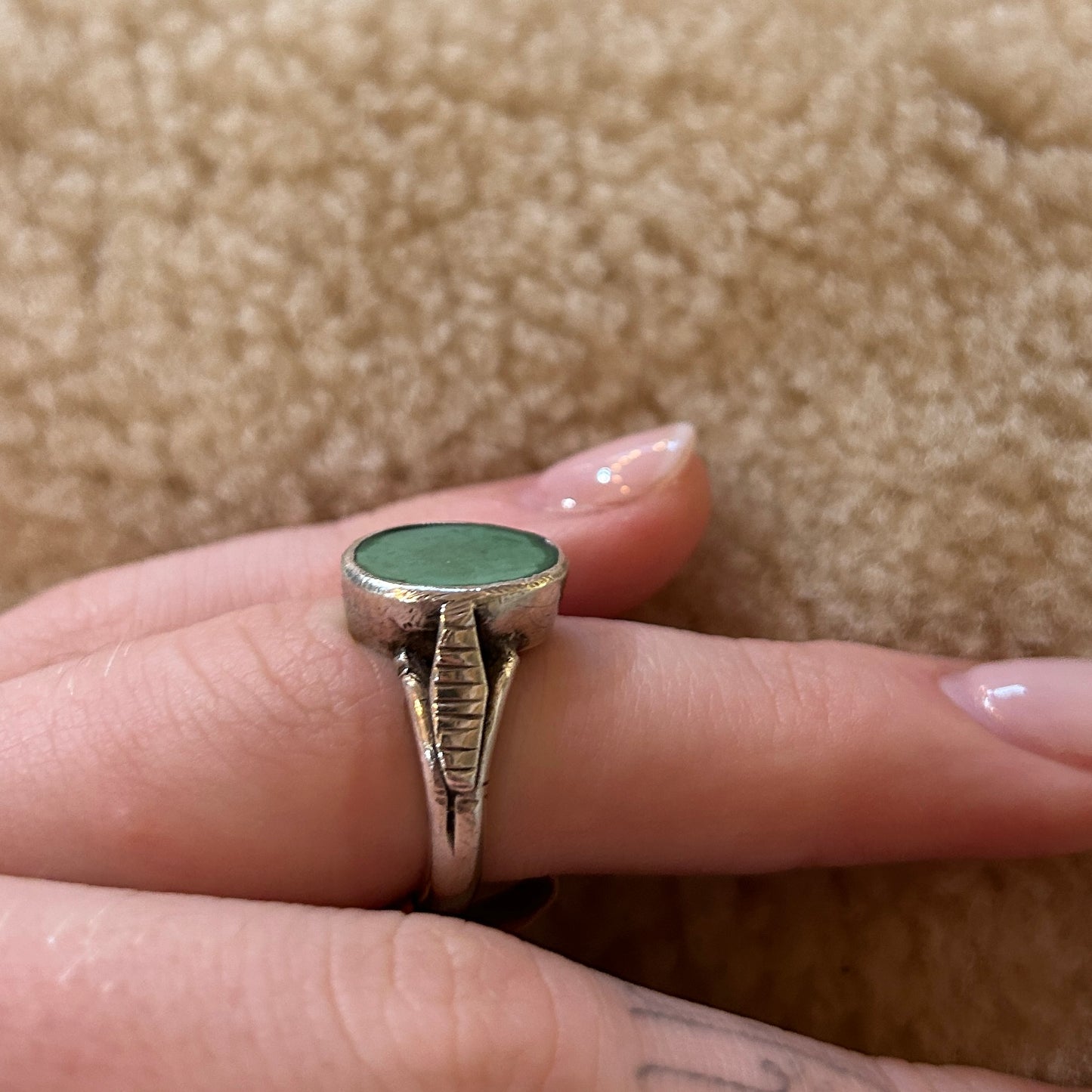Mexican Silver + Paste signet ring
