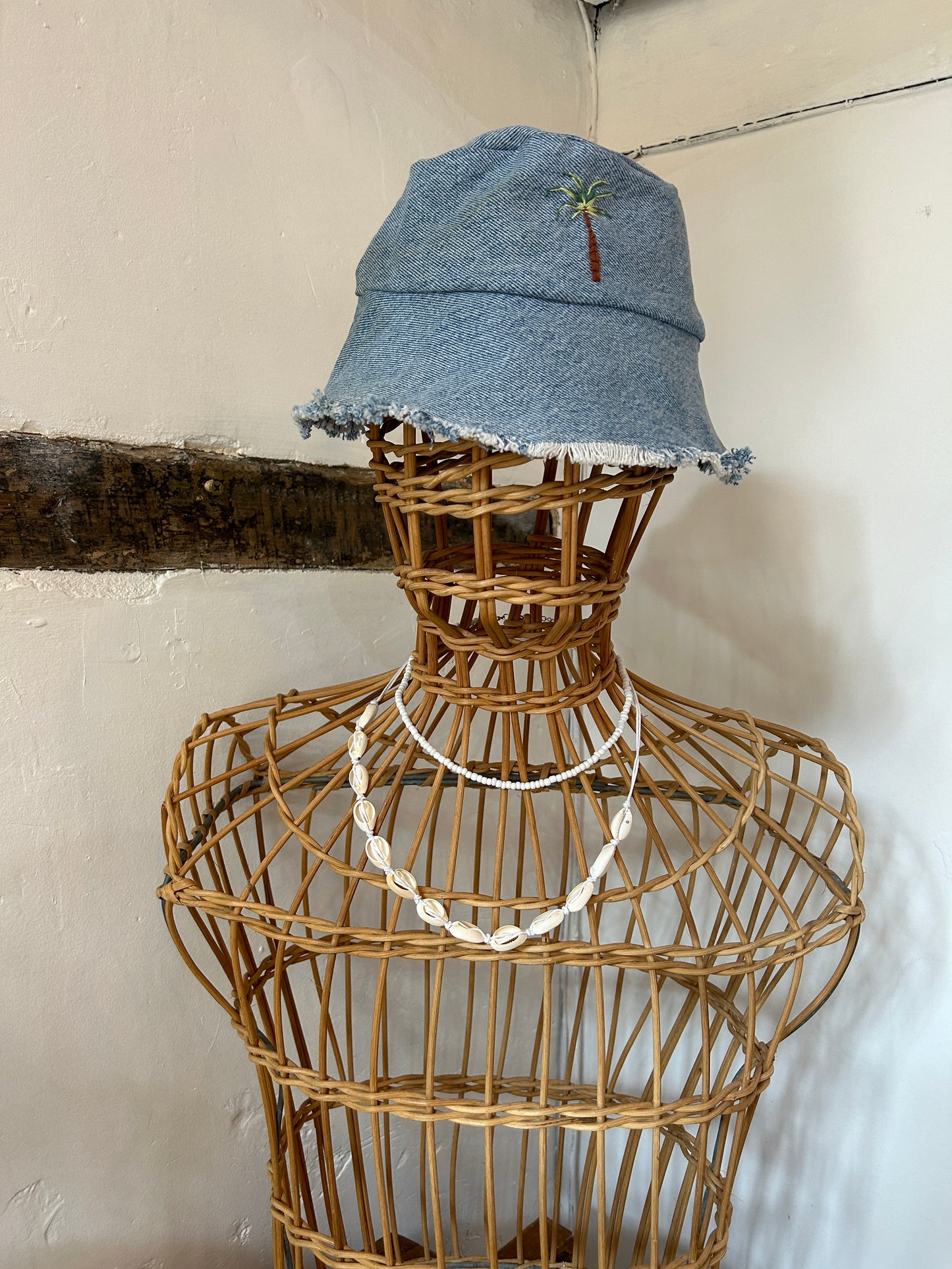 Saffron Skies recycled denim bucket hat *hand embroidered*