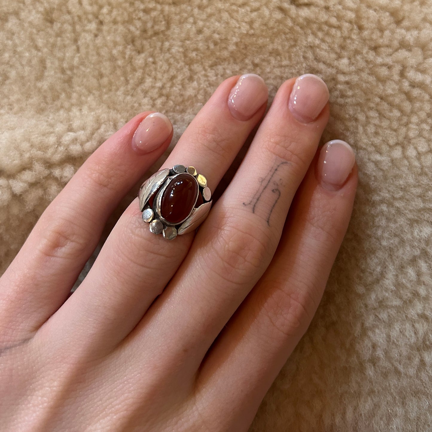 Handmade 925 Silver + Carnelian Ring