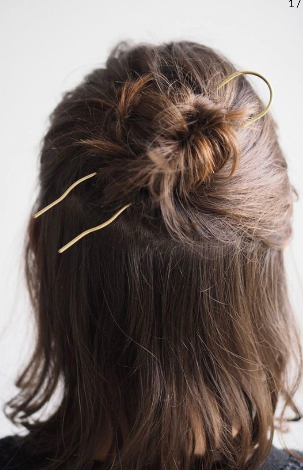 Roake Studio Brass wavy Hairpin