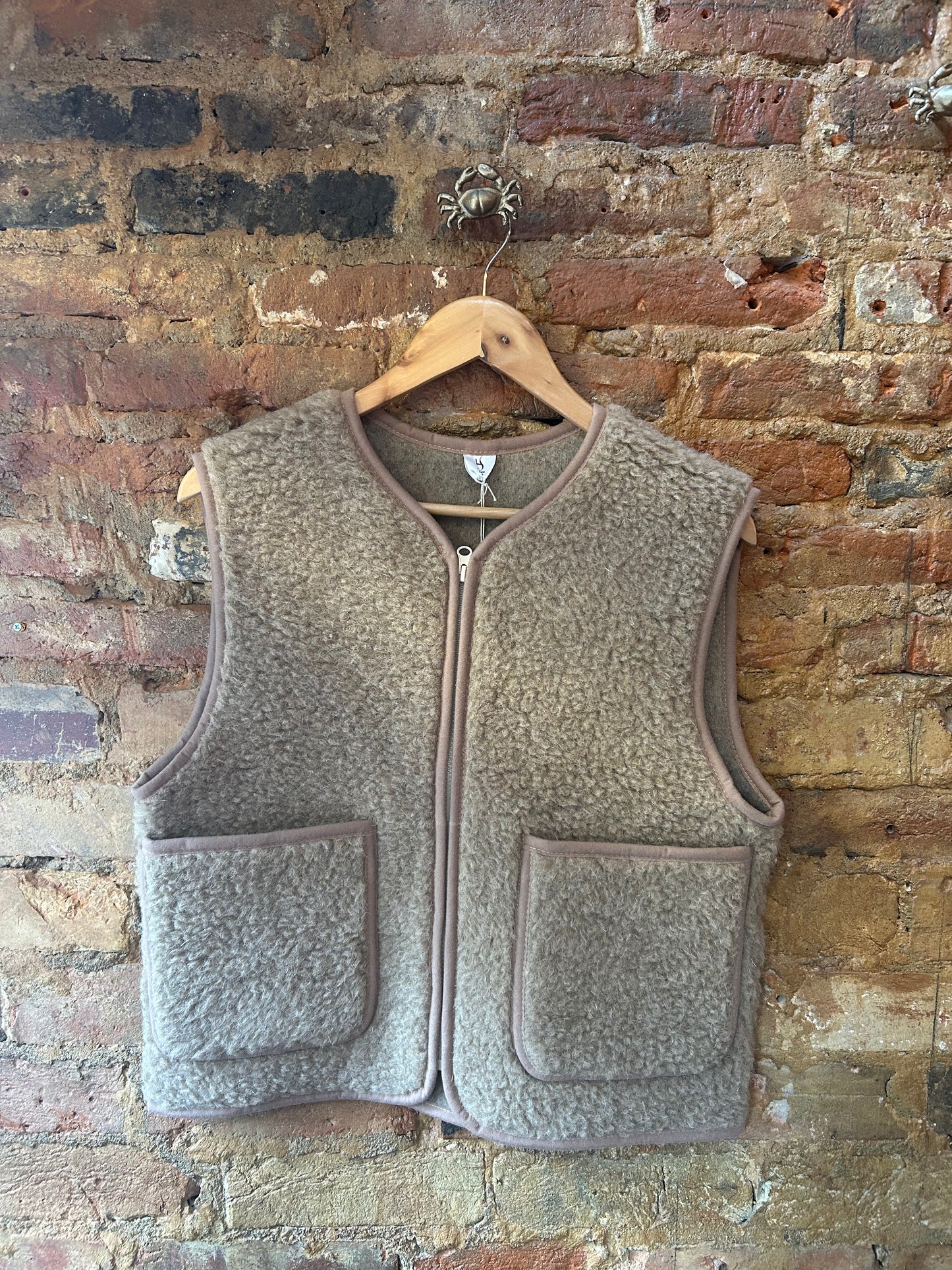 Artisan polish merino wool vest brown