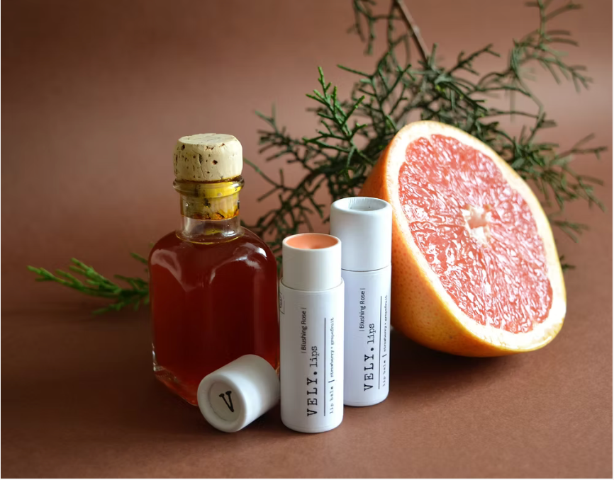 Strawberry and Grapefruit Natural Vegan Tinted Lip Balm "Blushing Rose"