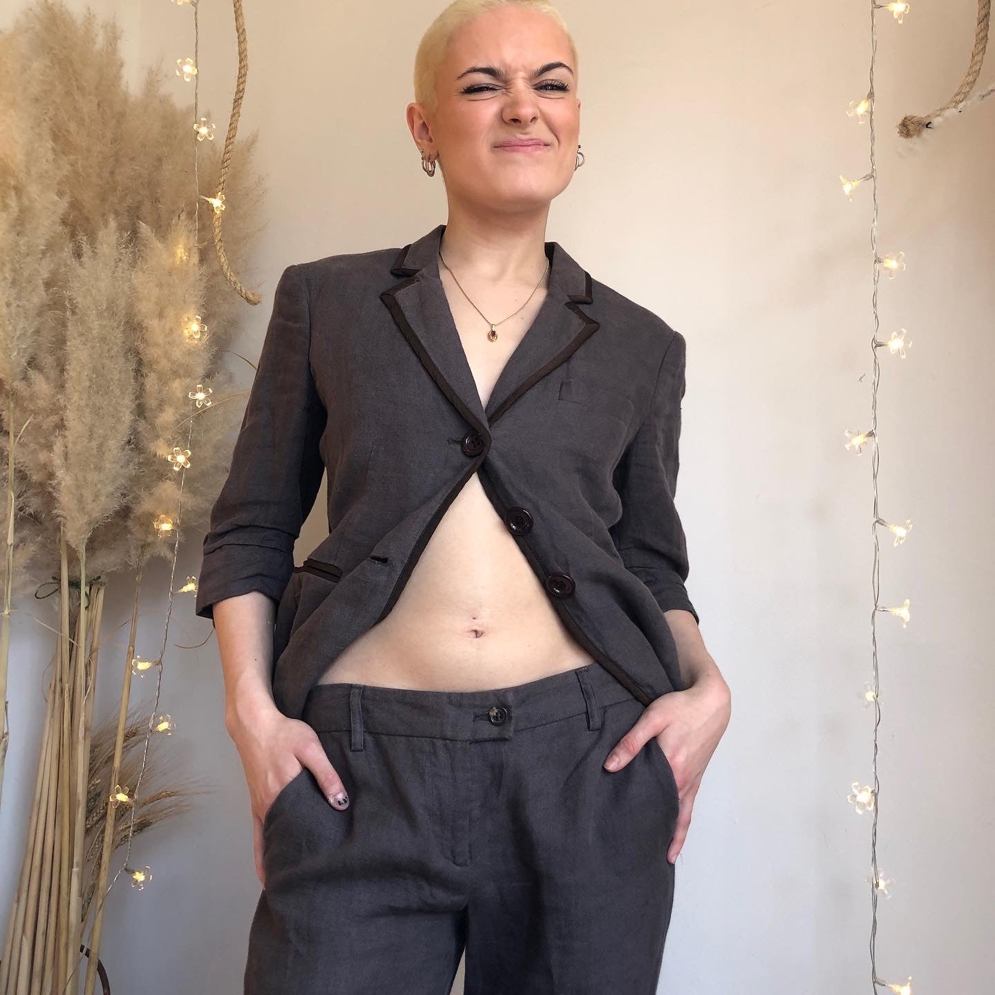 90s Moschino Cheap and Chic brown Linen suit