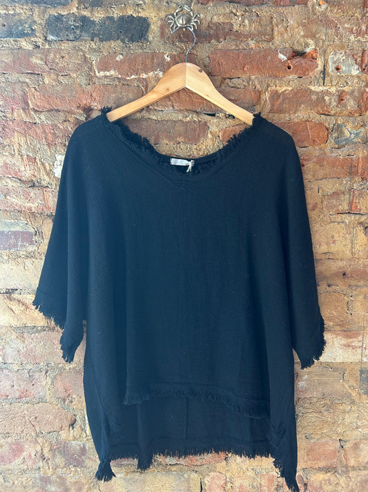 Black linen T-shirt