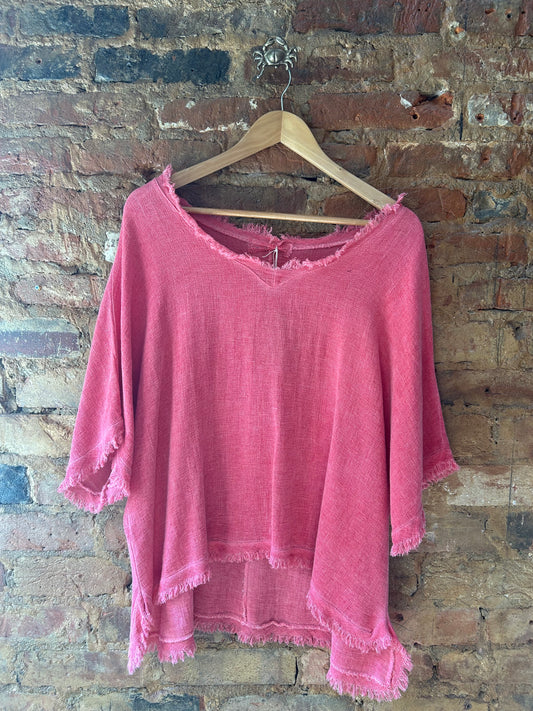 Coral linen T-shirt