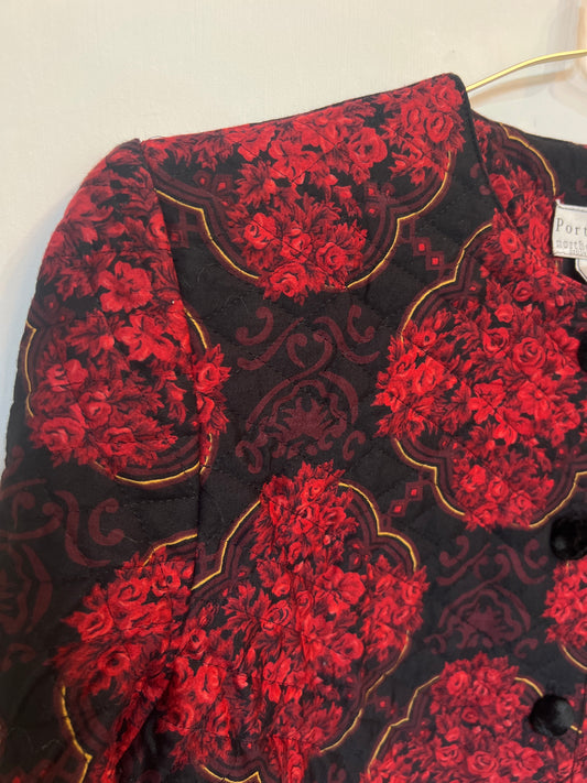 Vintage 1970s quilted spring jacket red & black