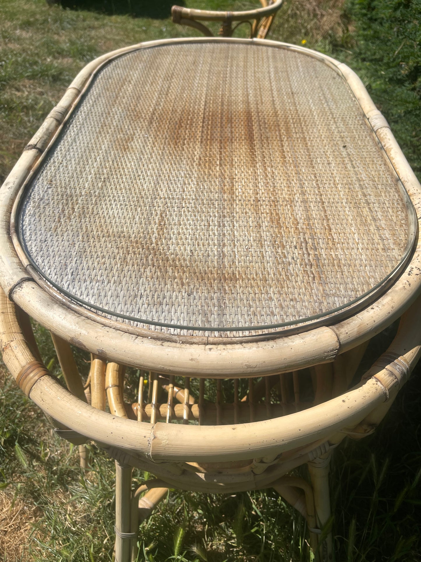 1970s Bamboo Bistro table and chair set