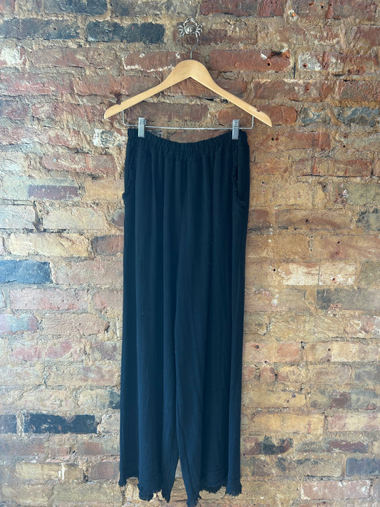 Black linen trousers