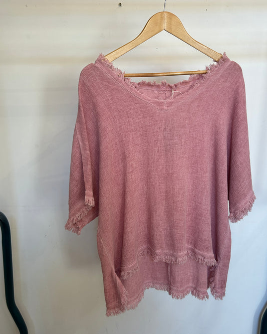 The Waffle Tee in Raspberry