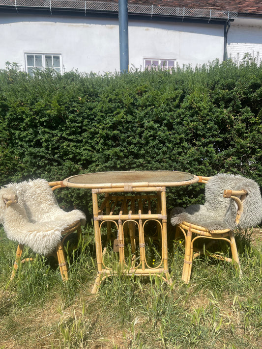 1970s Bamboo Bistro table and chair set