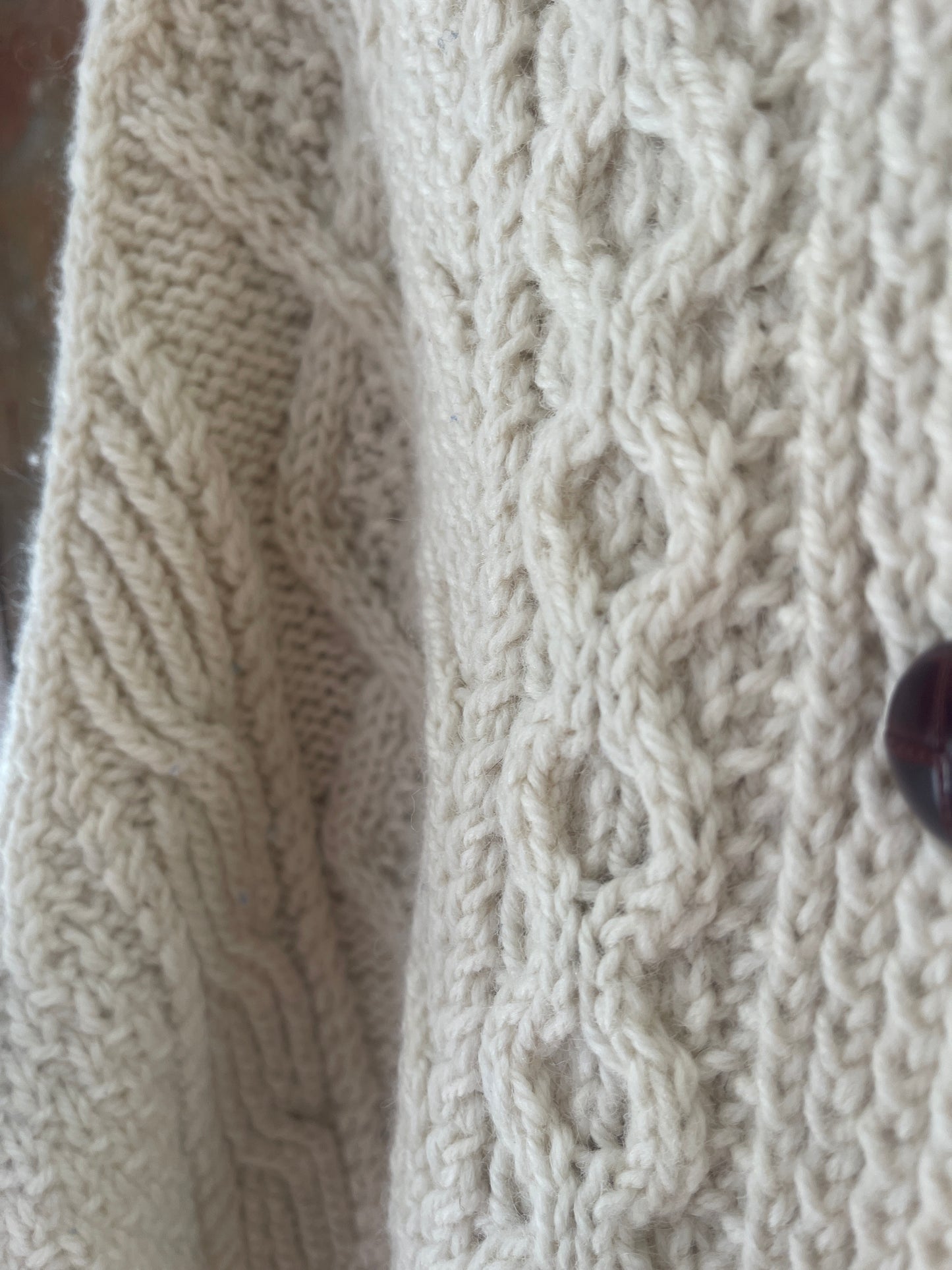 Vintage Donegal Irish cream cable knit wool Cardigan