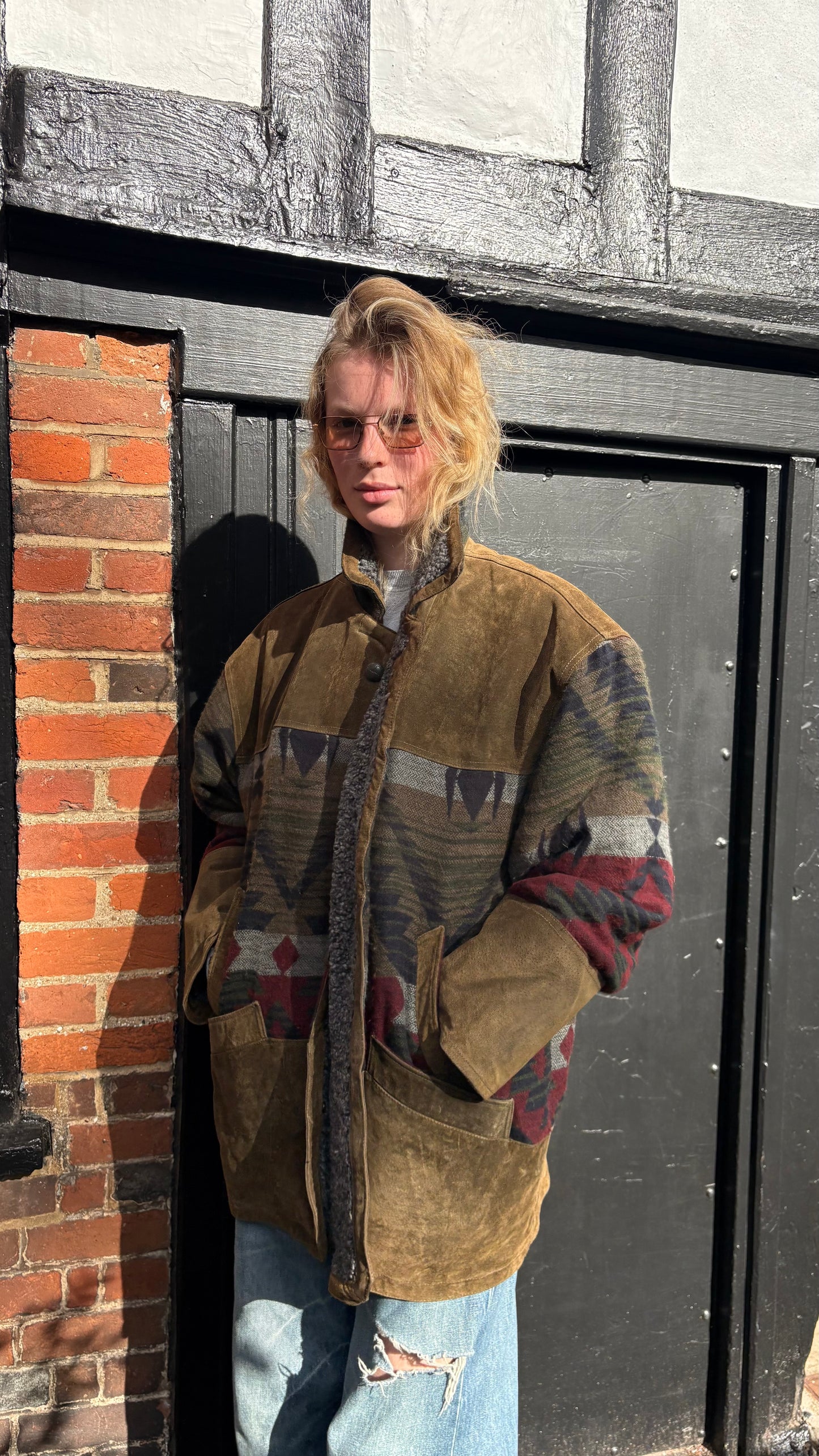 Vintage Suede Aztec Coat