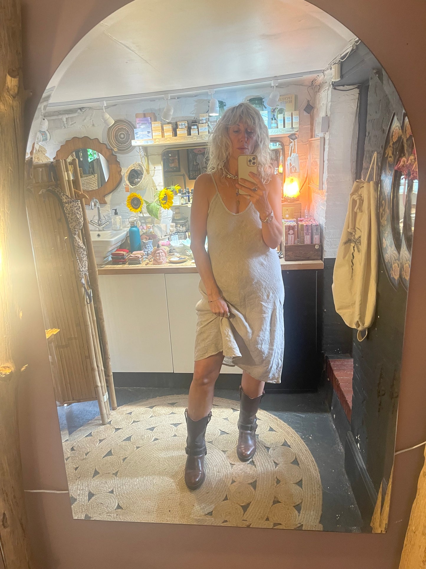 Bias Cut 100% linen Slip dress