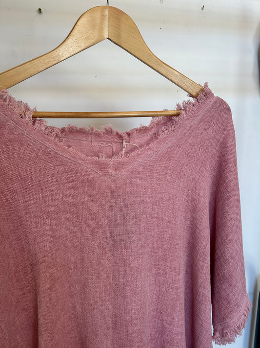 The Waffle Tee in Raspberry