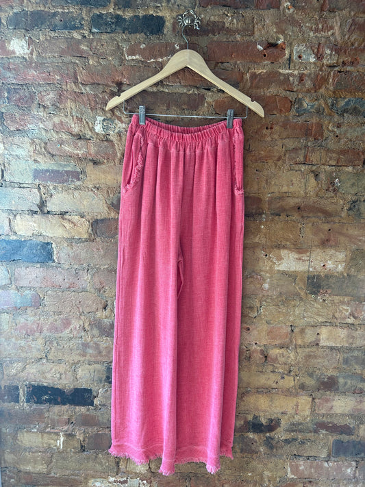 Coral linen trousers