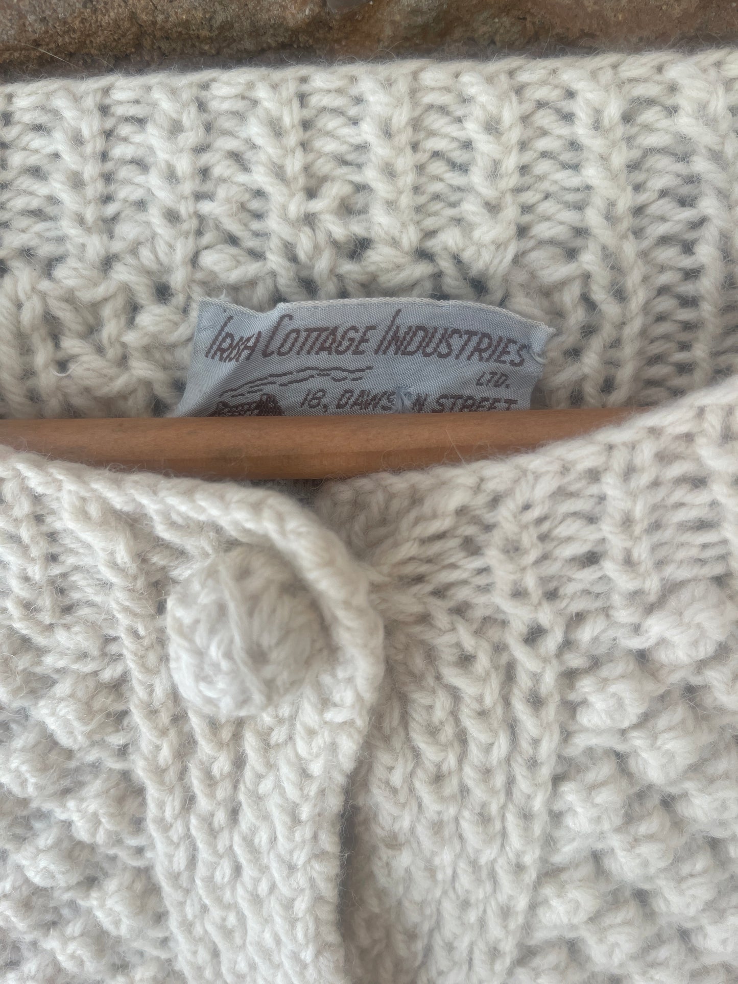 Vintage Irish cottage Industries cable knit wool cardigan