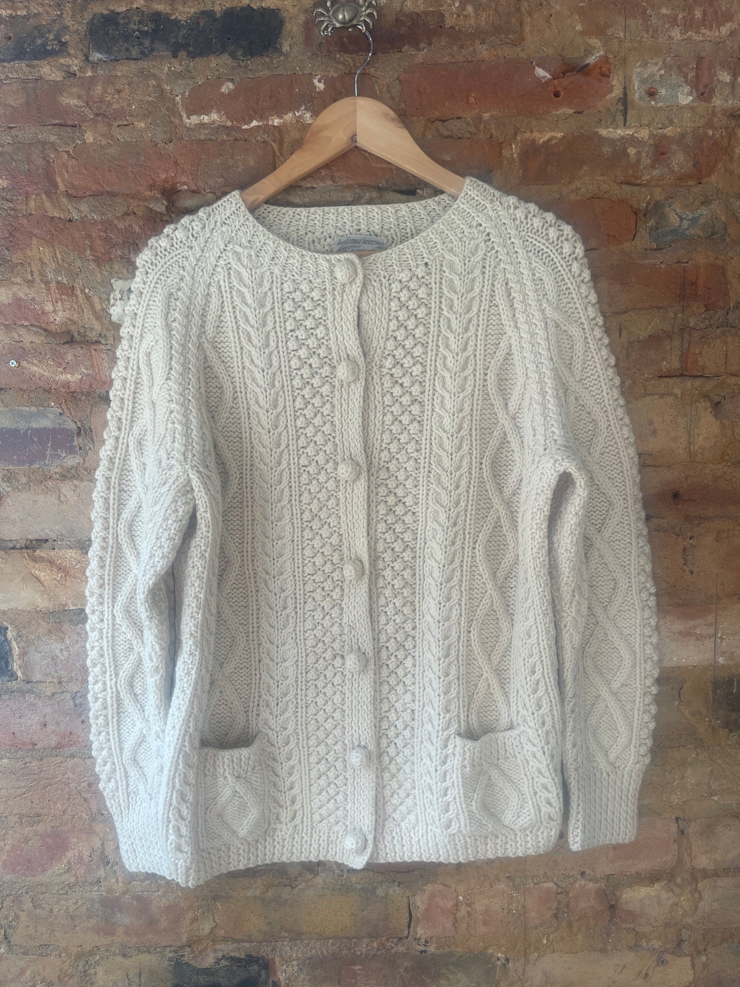 Vintage Irish cottage Industries cable knit wool cardigan