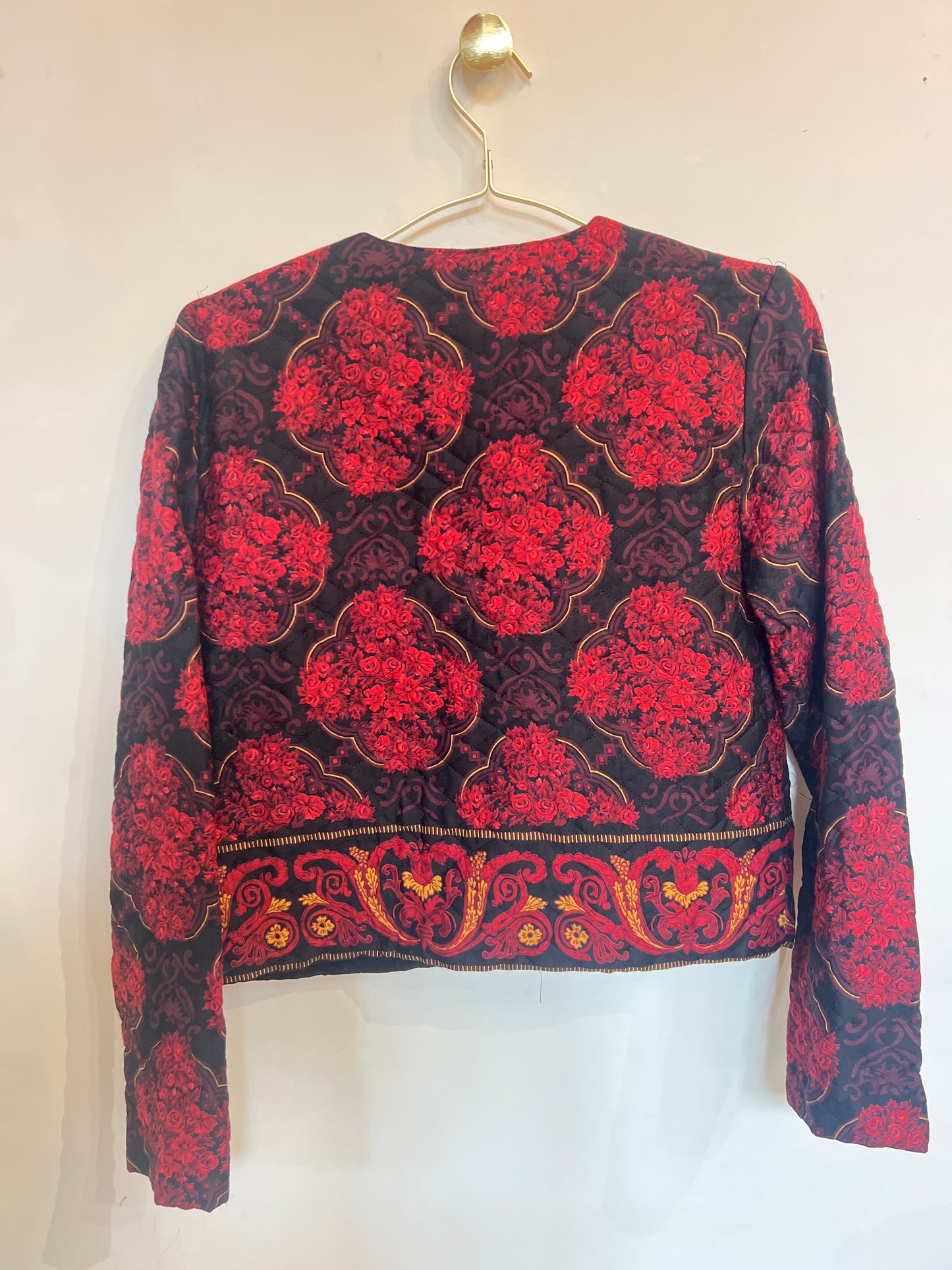 Vintage 1970s quilted spring jacket red & black