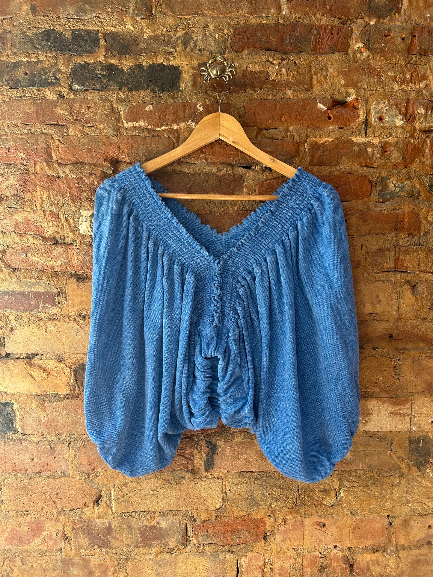 Lighter blue linen crop