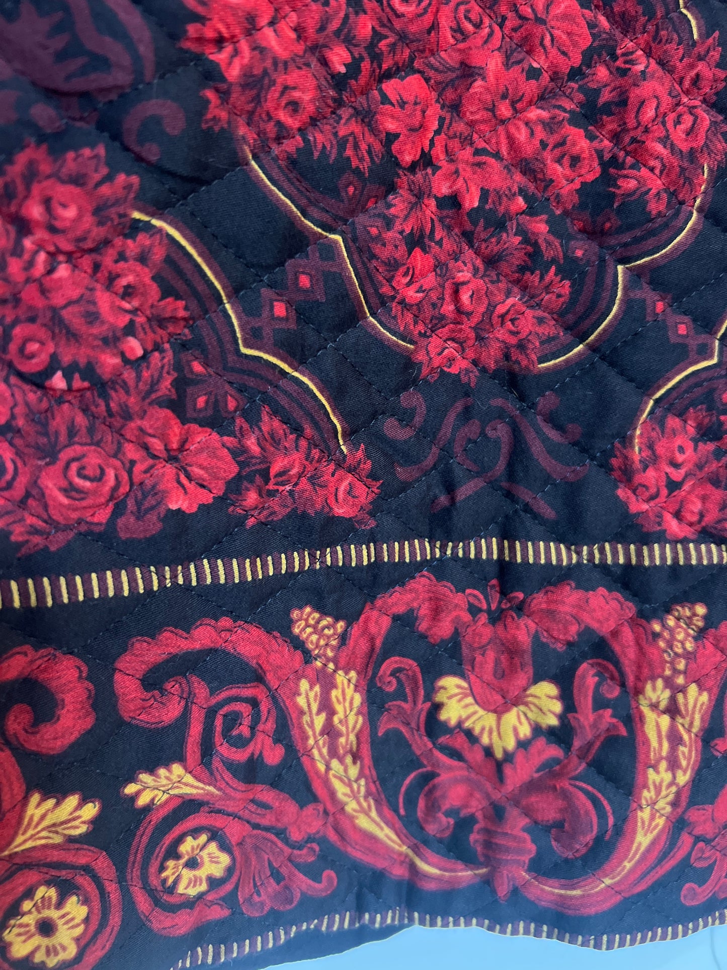 Vintage 1970s quilted spring jacket red & black