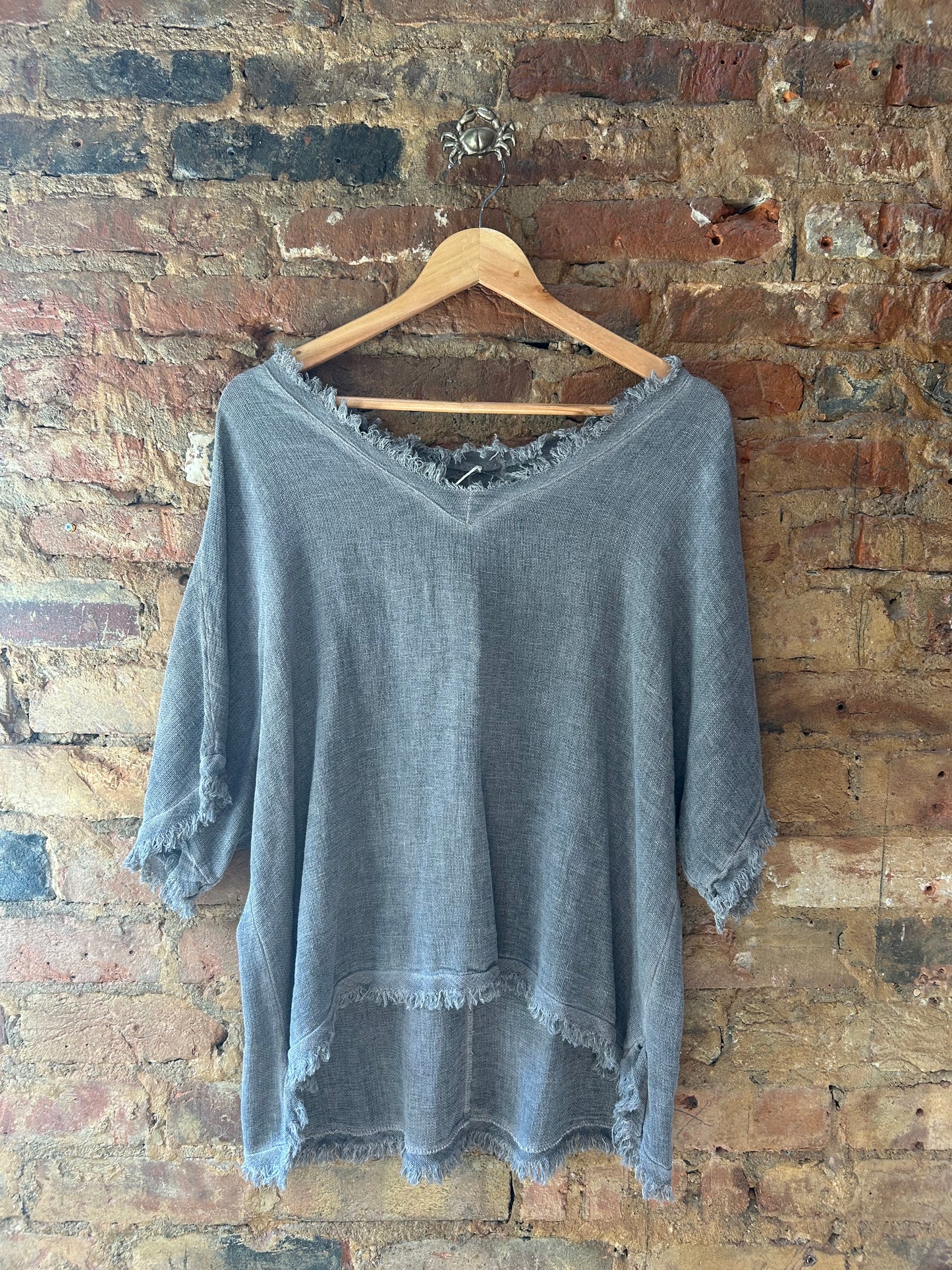 Darker blue linen T-shirt