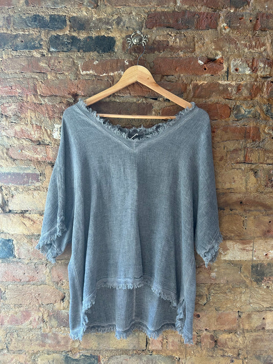 Darker blue linen T-shirt