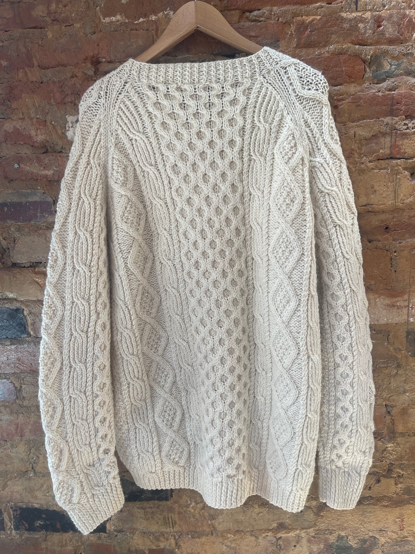 Vintage Donegal Irish cream cable knit wool Cardigan