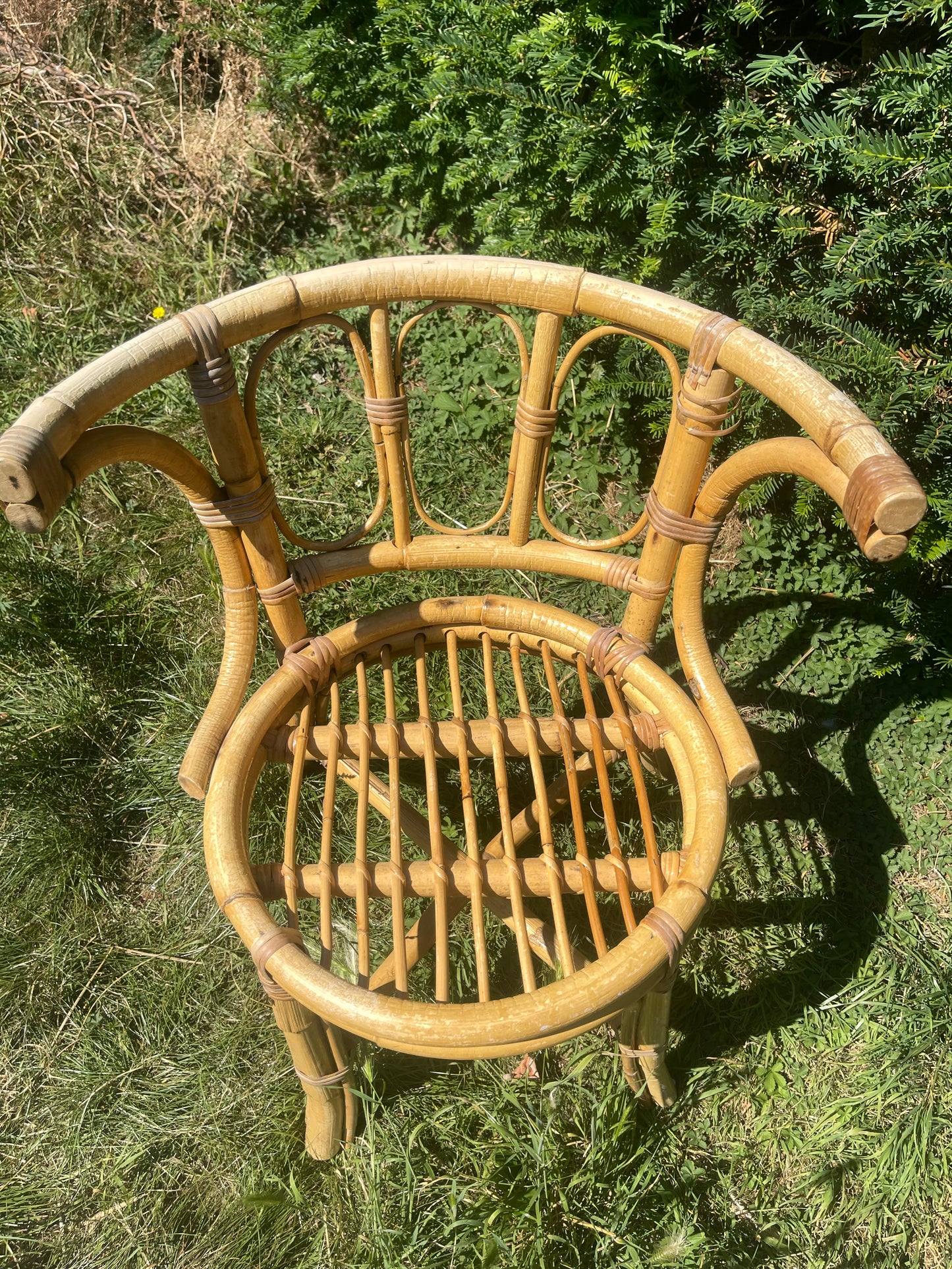 1970s Bamboo Bistro table and chair set