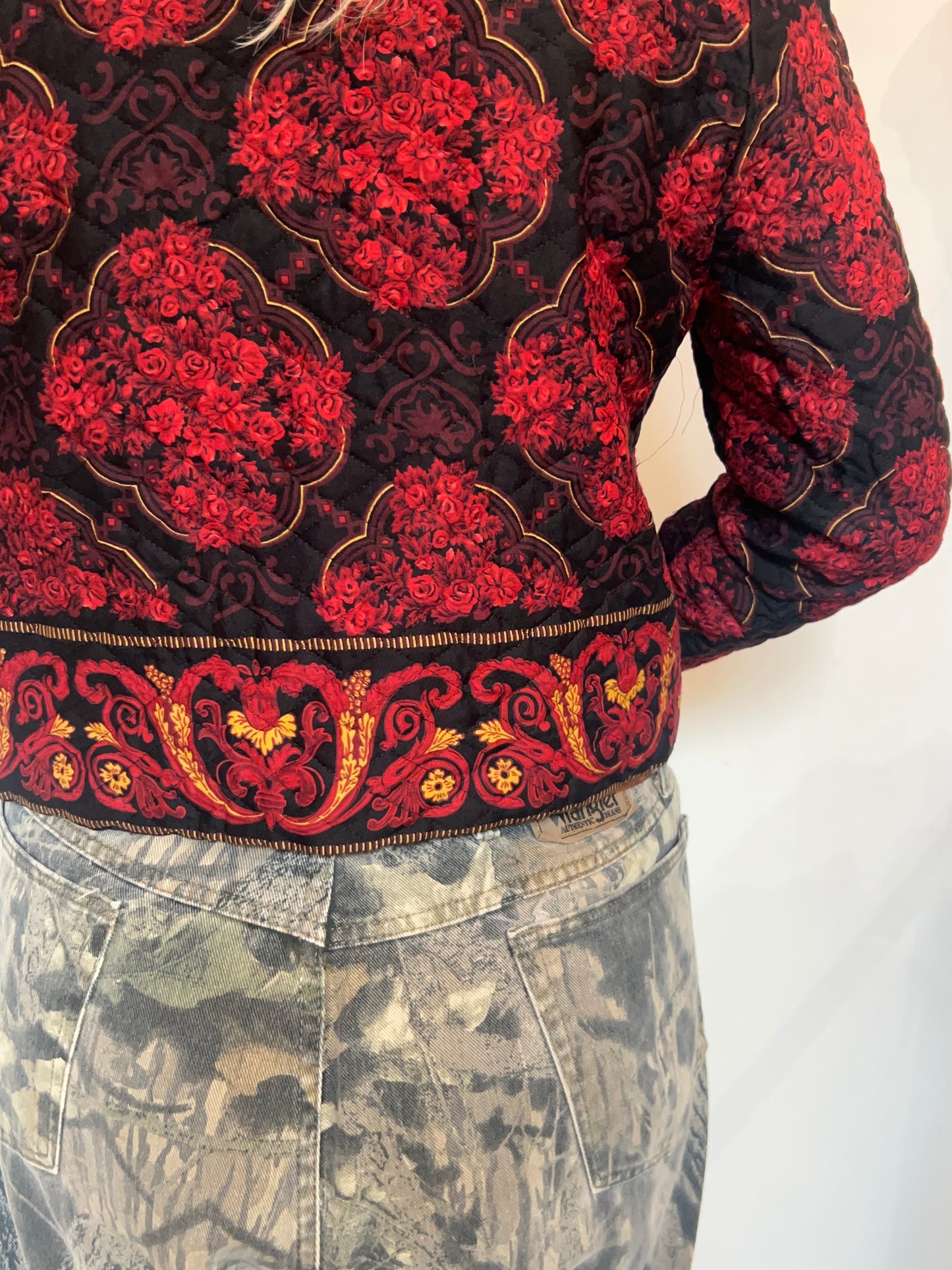 Vintage 1970s quilted spring jacket red & black