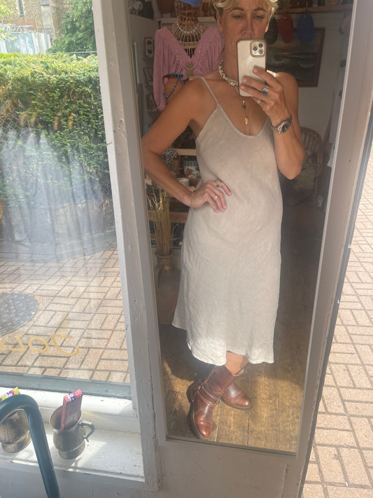 Bias Cut 100% linen Slip dress