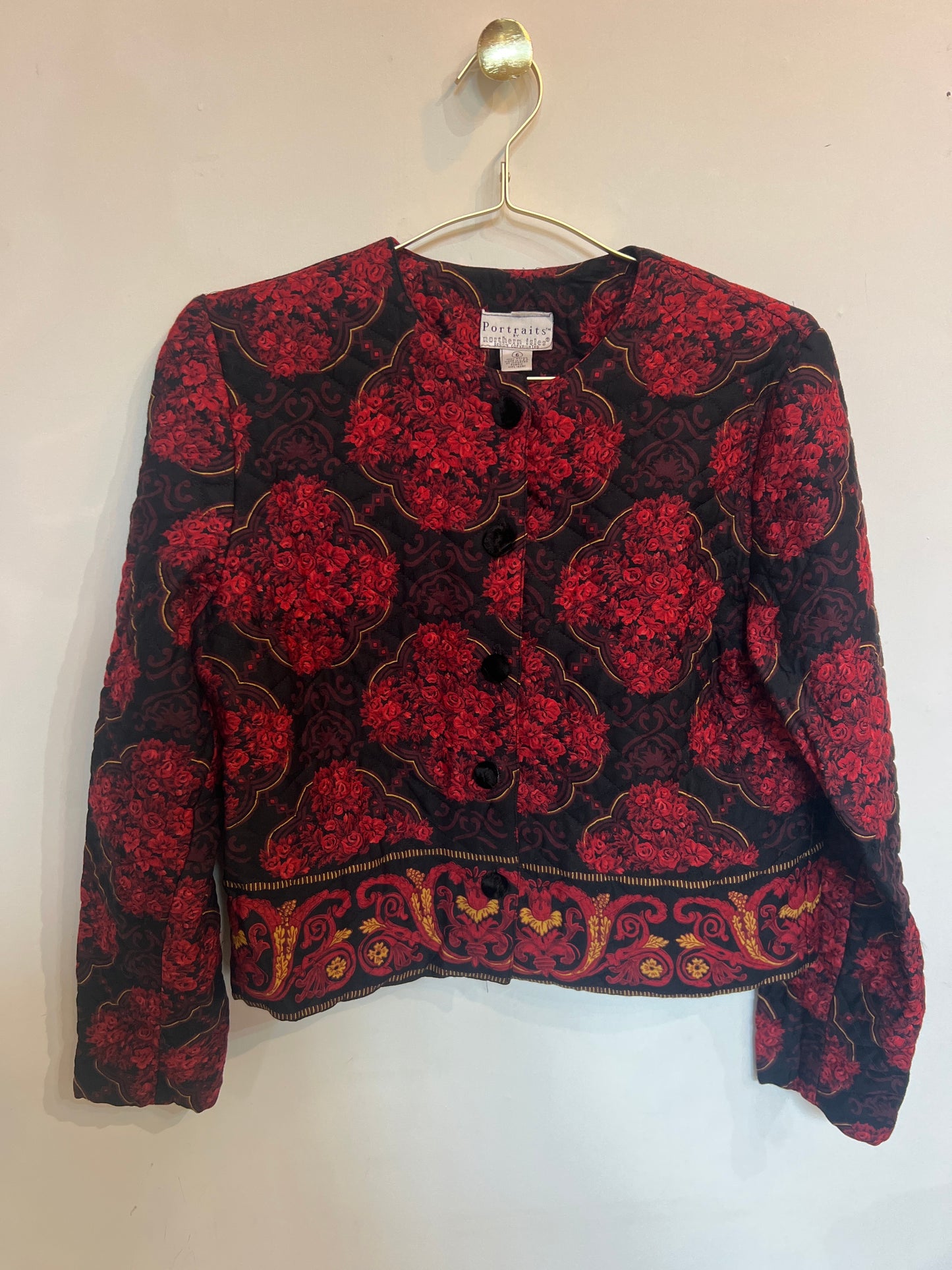 Vintage 1970s quilted spring jacket red & black