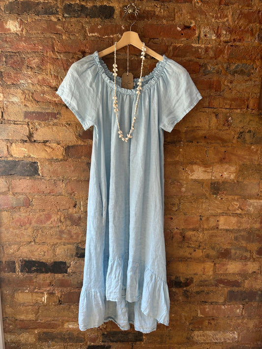Light blue linen dress