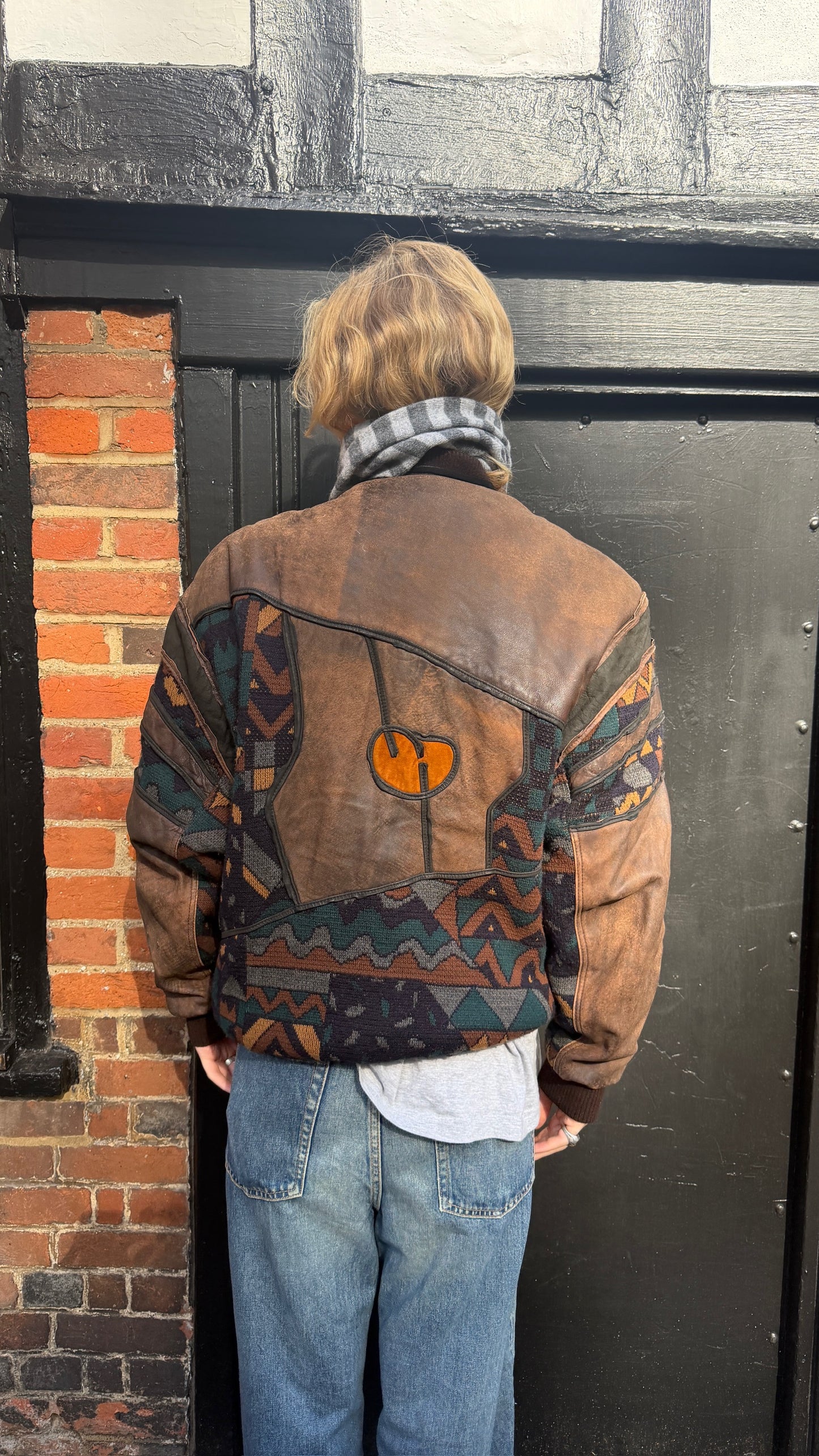 Vintage Leather Aztec Coat