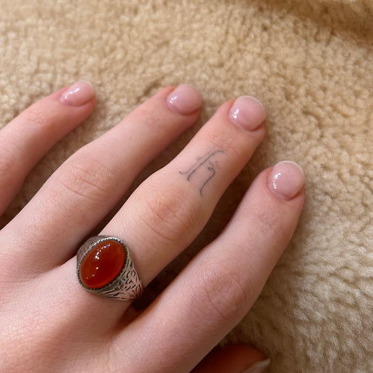 Carnelian Cabochon Ring 925 silver