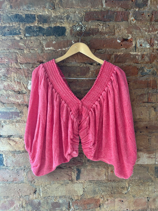 Coral linen crop