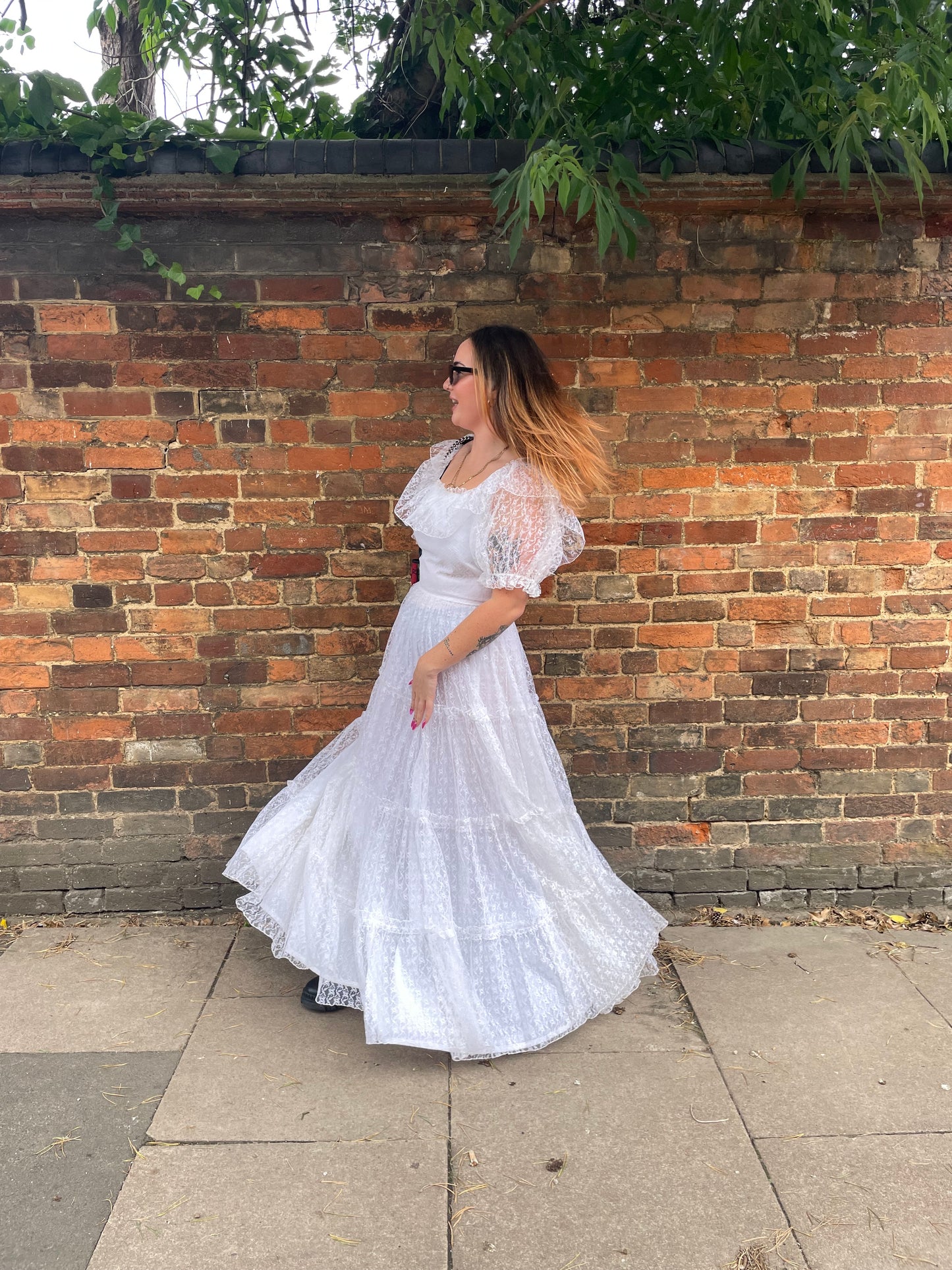 1970s Tiered Bohemian Maxi Dress in White
