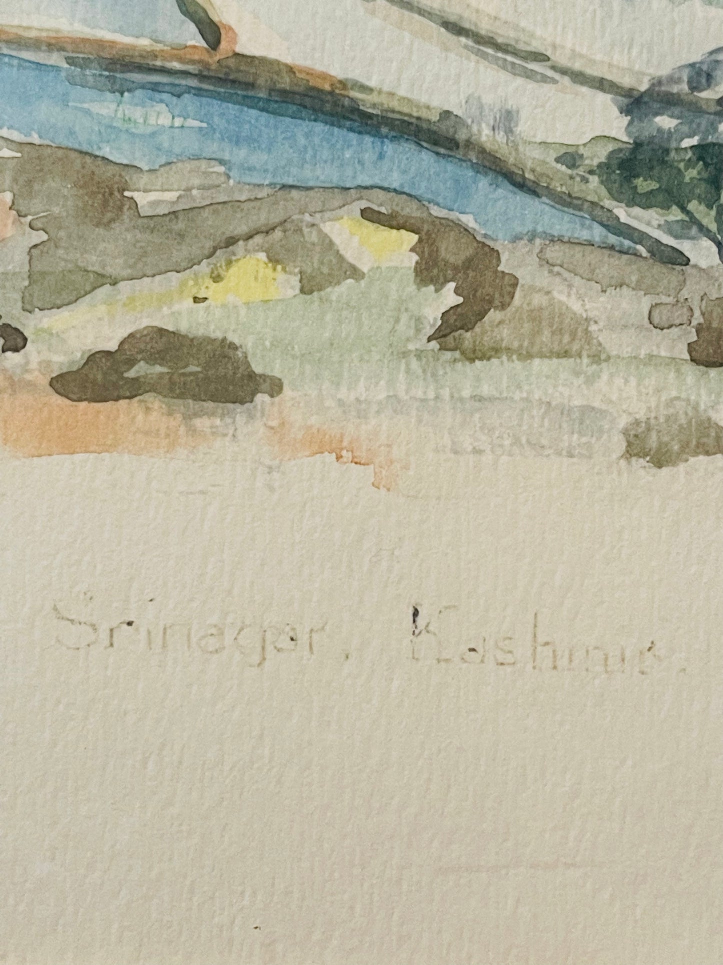 Original vintage watercolour of Kashmir