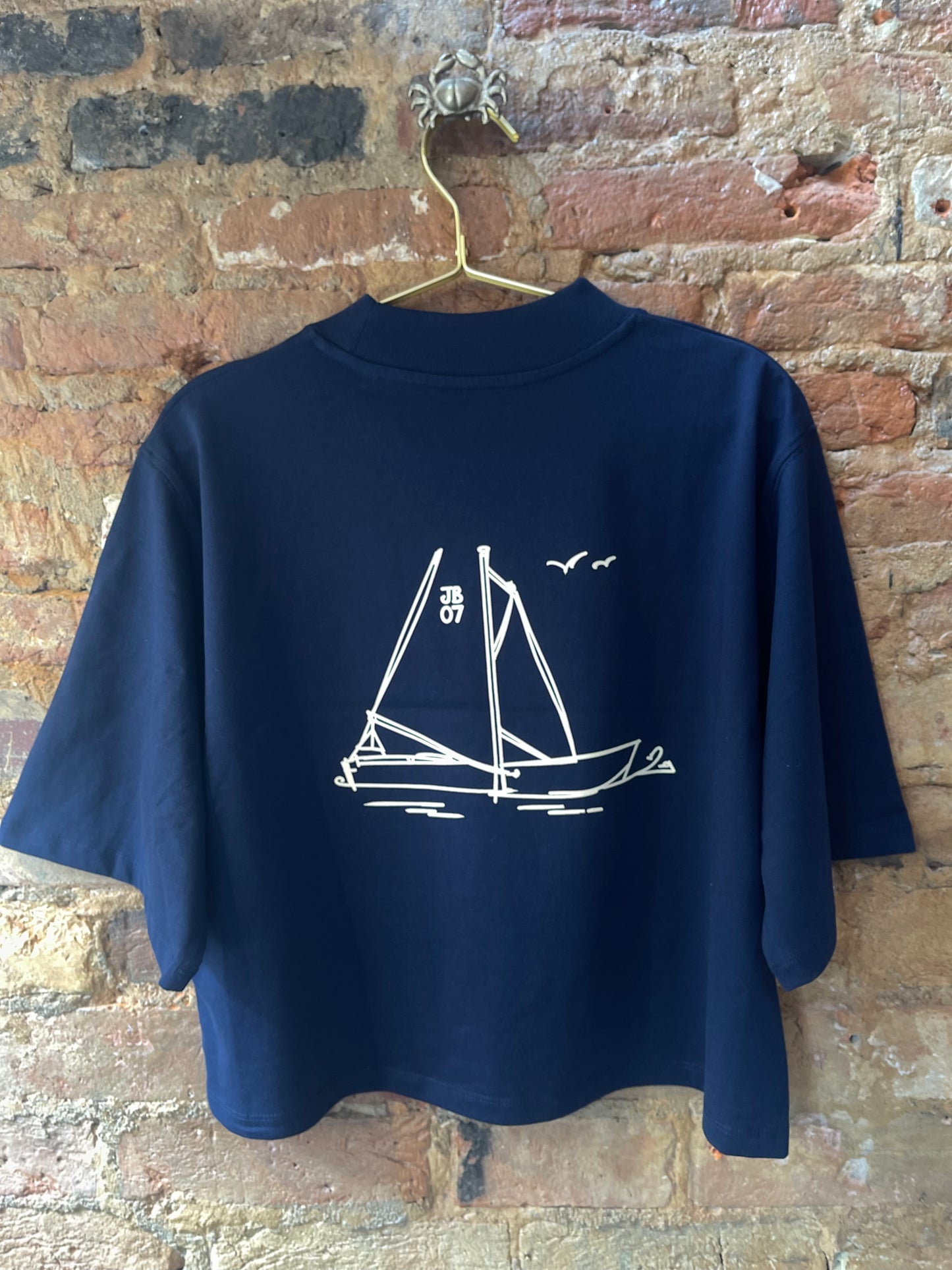 Organic Jolly Brown summer Salty Boat Boxy crop T-shirt