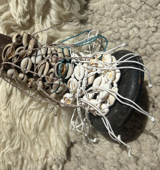 Adjustable Cowrie waxed cotton Shell Bracelets