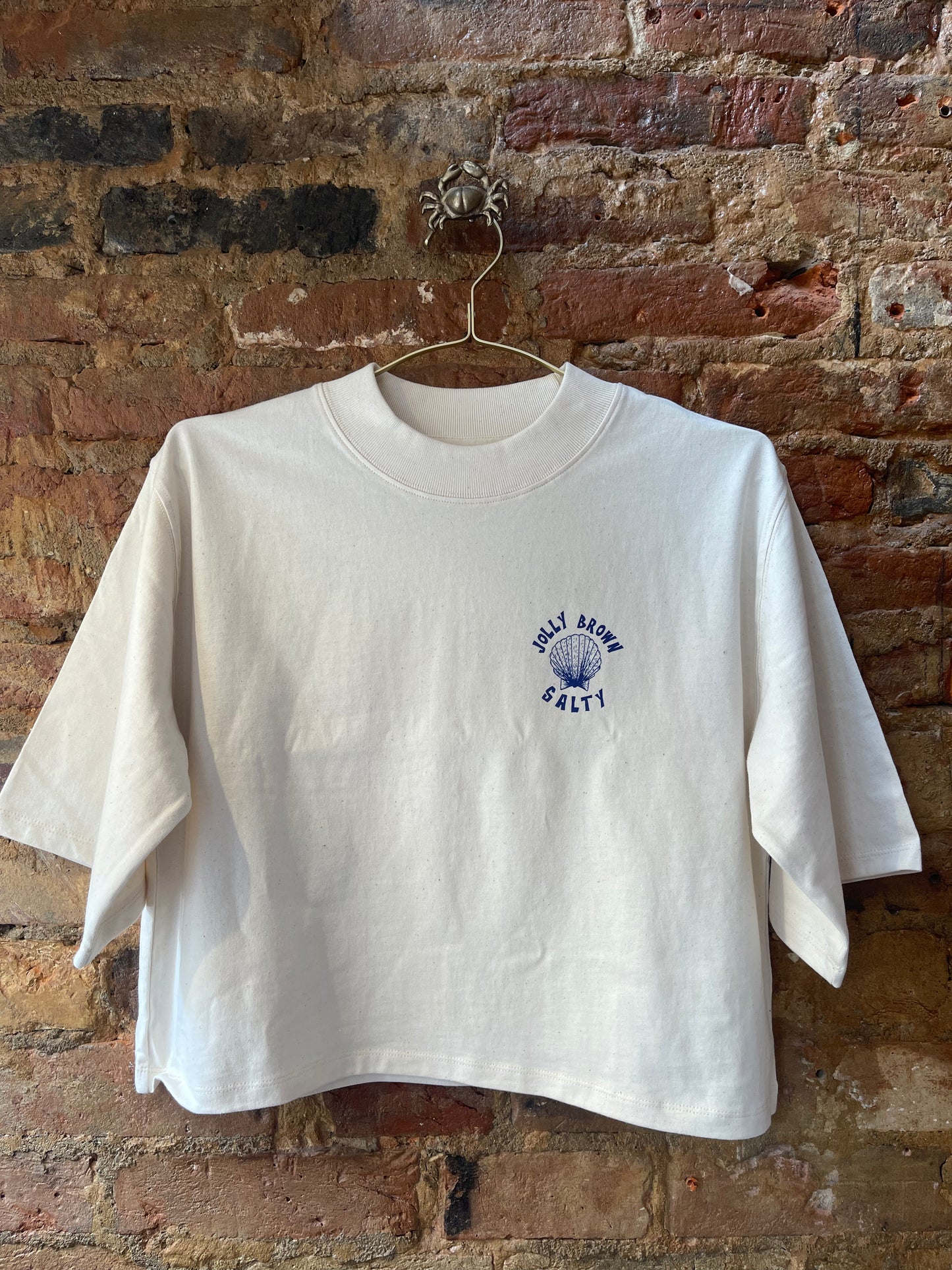 Organic Jolly Brown summer Salty Boat Boxy crop T-shirt