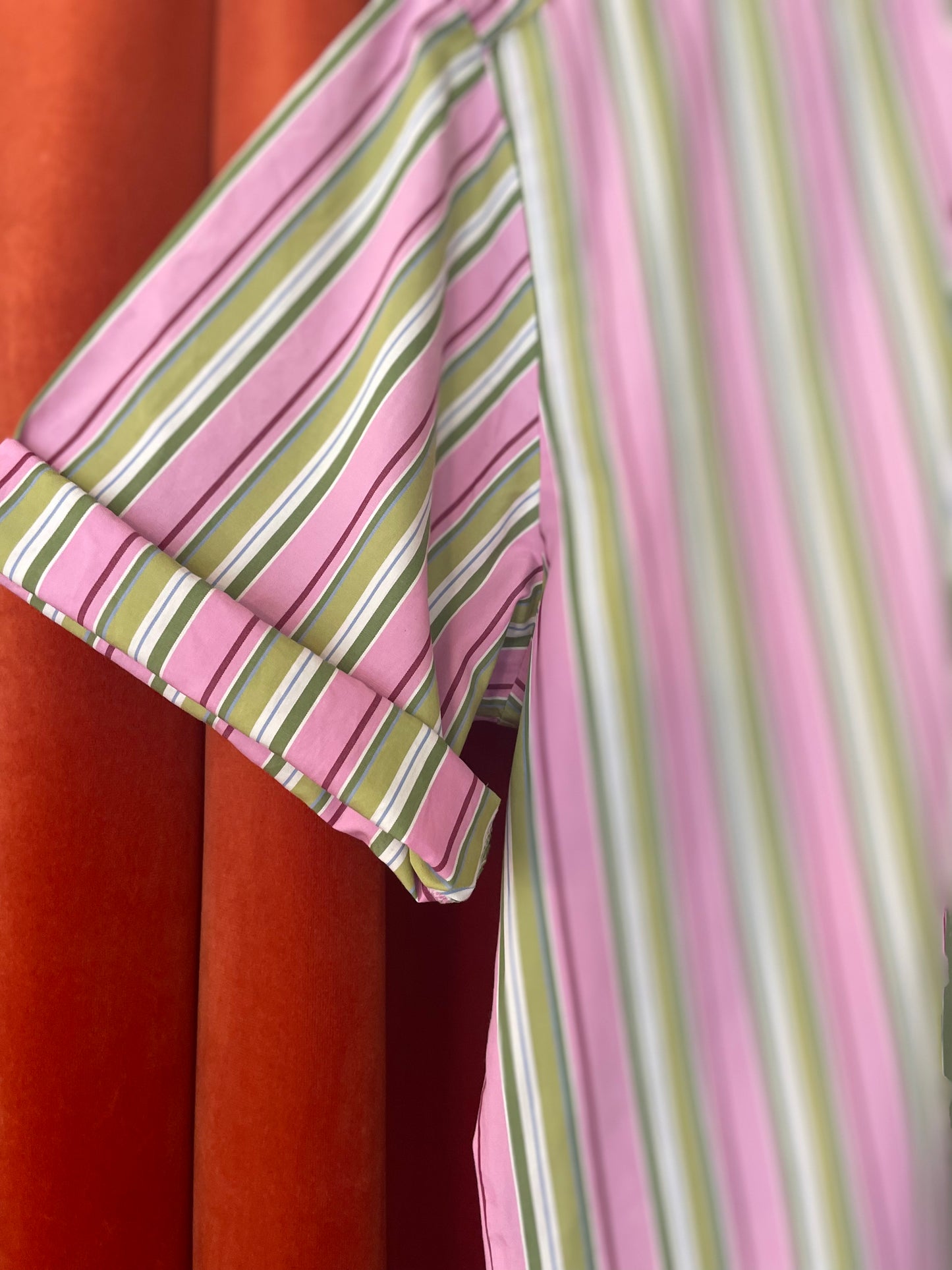 Pink stripe sitting overshirt